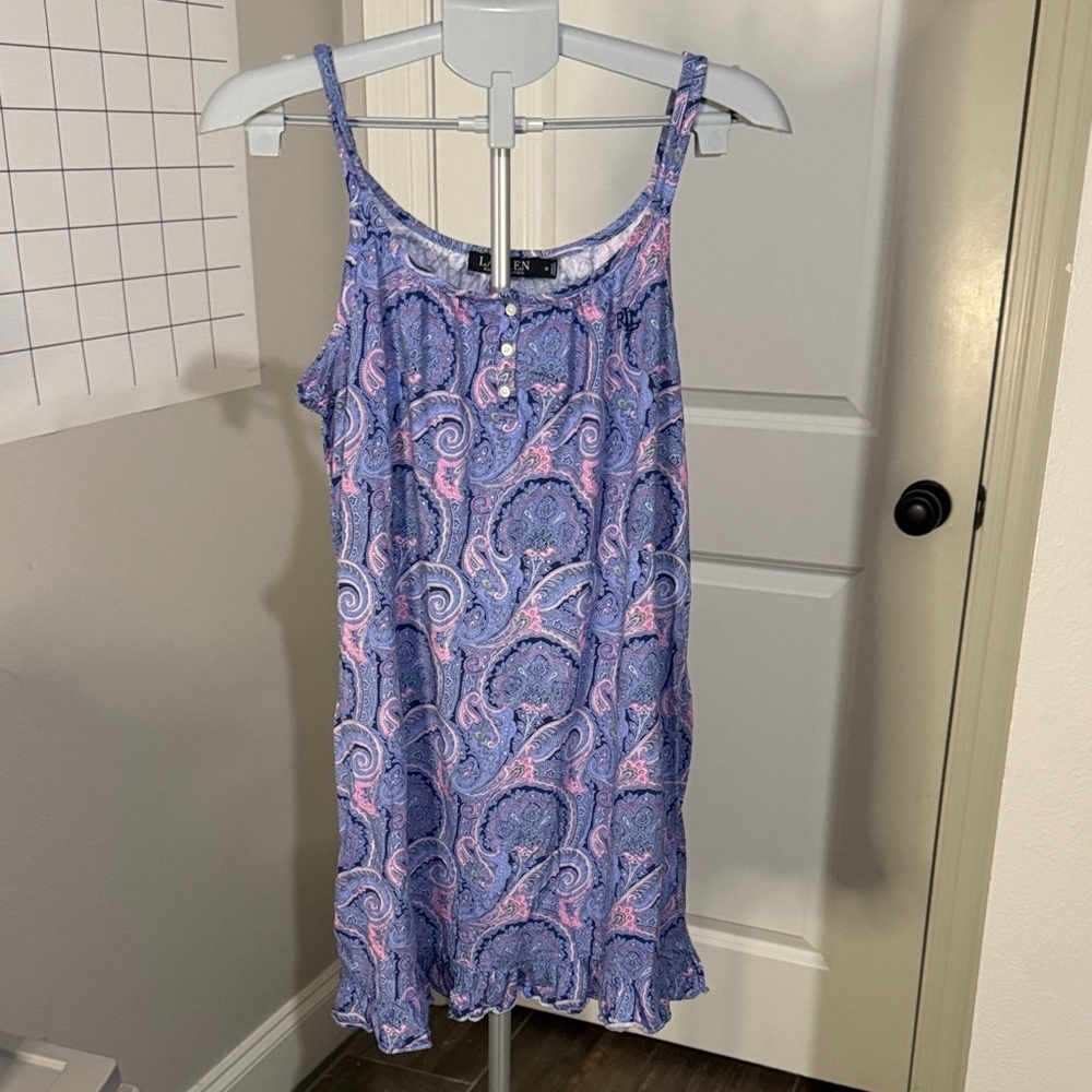 Ralph Lauren Black Label Blue and Pink Paisley Pajama Dress